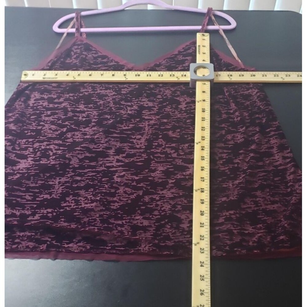 Worthington Woman Camisole Tops 2X Lot 2 Black Burgundy Velvet Burnout Cami Sexy - Picture 9 of 14